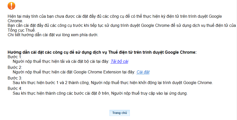 Cảnh báo cài đặt thêm công cụ sử dụng dịch vụ thuế điện tử Cảnh báo cài đặt thêm công cụ sử dụng dịch vụ thuế điện tử