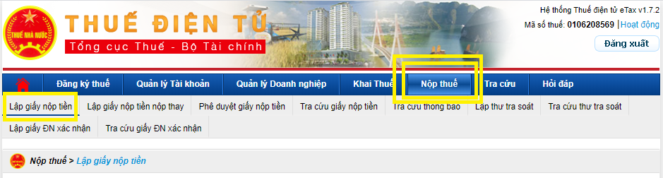 Nộp thuế điện tử qua mạng