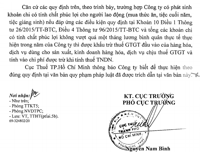 Chi phí liên hoan tất niên Chi phí liên hoan tất niên