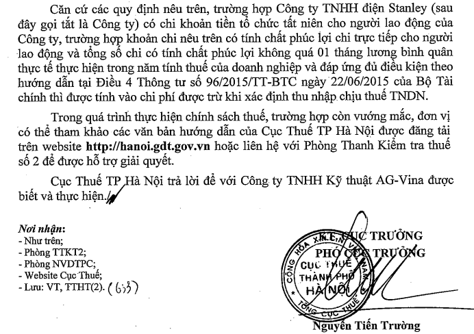 Chi phí tổ chức liên hoan tất niên