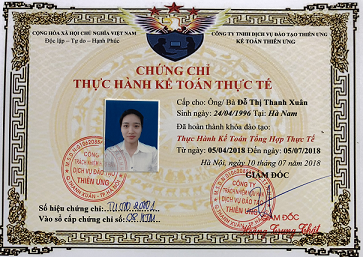 Mẫu chứng chỉ kế toán