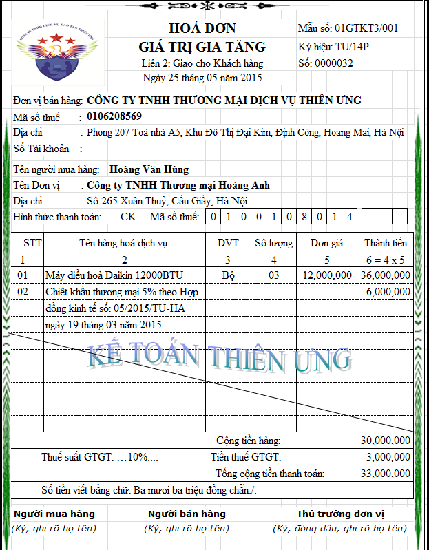 cách lập hóa đơn chiết khấu thương mại