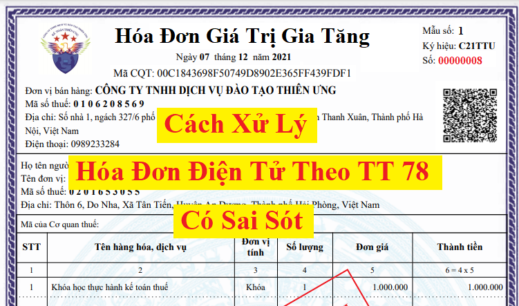 Cách xử lý hóa đơn điện tử viết sai theo thông tư 78