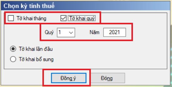 Chọn kỳ kê khai thuế TNCN