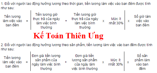 cách tính tiền lương làm thêm ca đêm