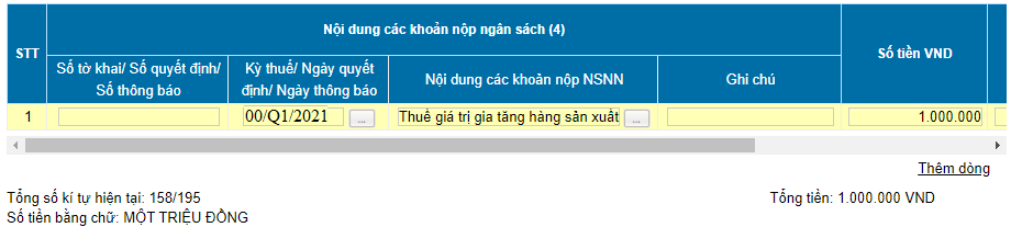 Nộp tiền thuế GTGT điện tử