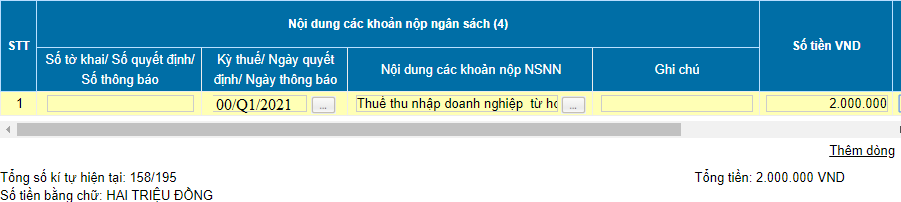 Nộp tiền thuế TNDN tạm tính quý