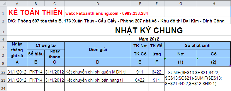 cách sử dụng hàm sumif trên excel