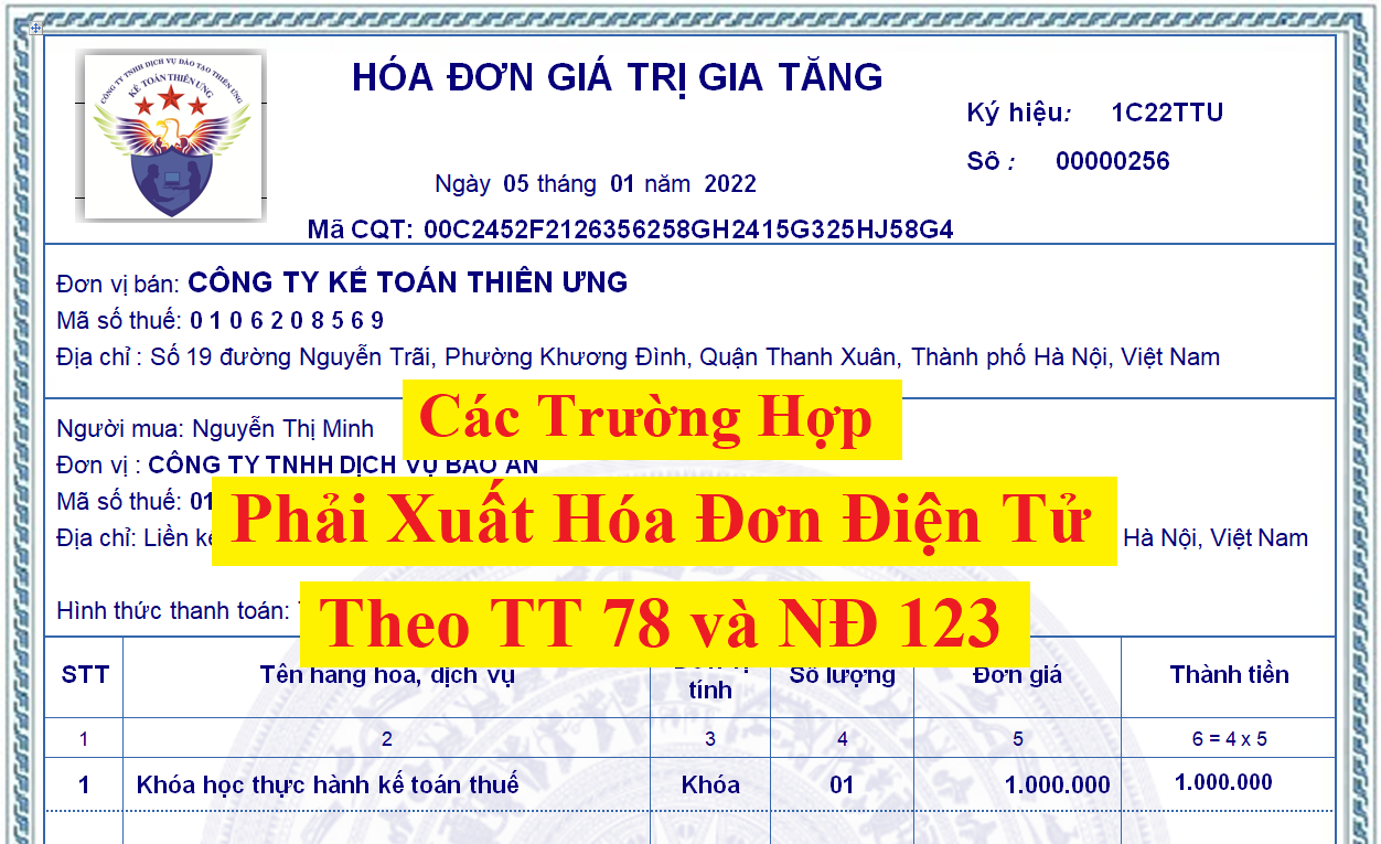 Các trường hợp phải xuất hóa đơn điện tử