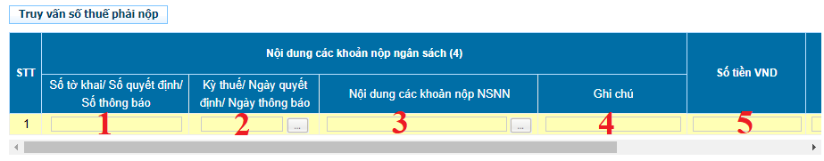 Phần truy vấn số thuế phải nộp